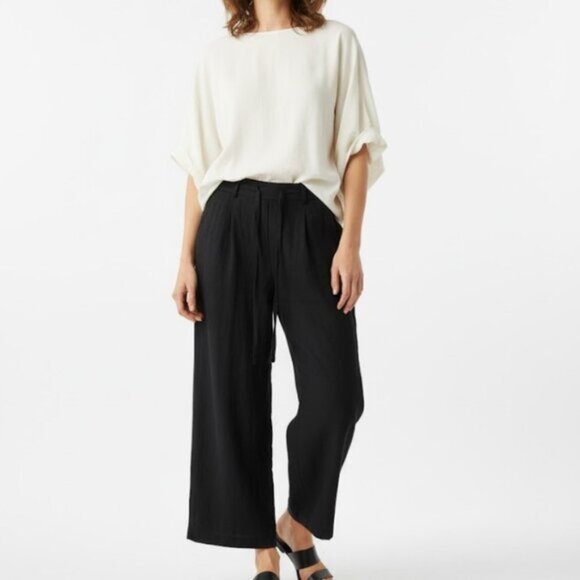 Zac & Rachel Women's Black Linen Blend Wide Leg Pants Size 12 - Picture 1 of 10